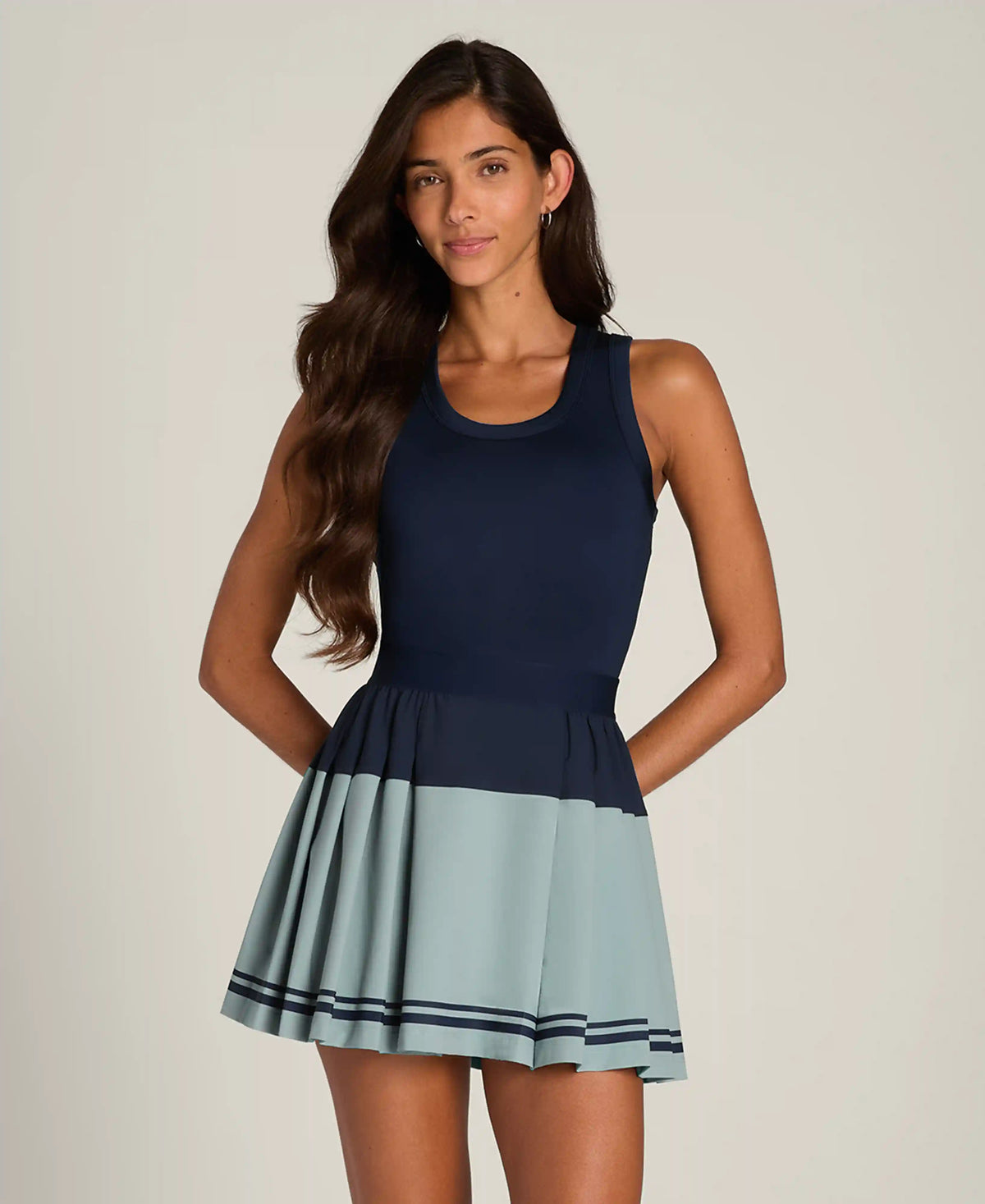 Contrast Scoop Neck Dress